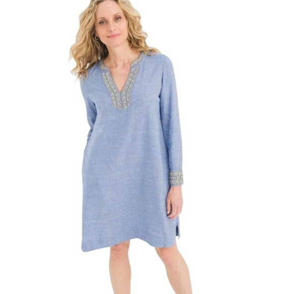 chico's beaded linen dress Chico's | Dresses | Chicos Navy Blue Embellished Beaded Linen Dress